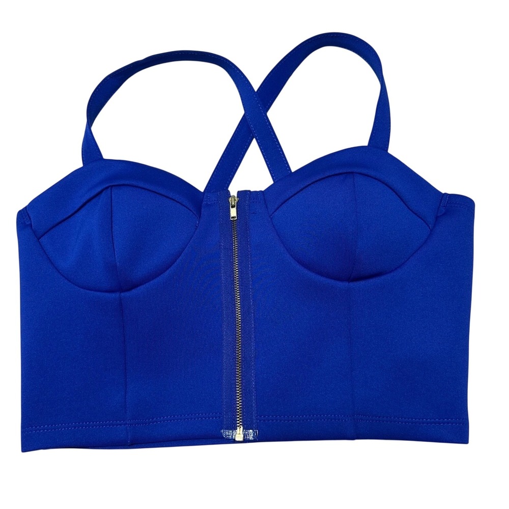 Foreign Exchange Corset Crop Top Women Zip Front Bustier Y2K